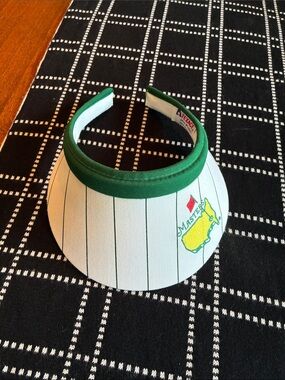Masters women’s vintage Green and White Pinstripe clip Visor Texace Made in USA